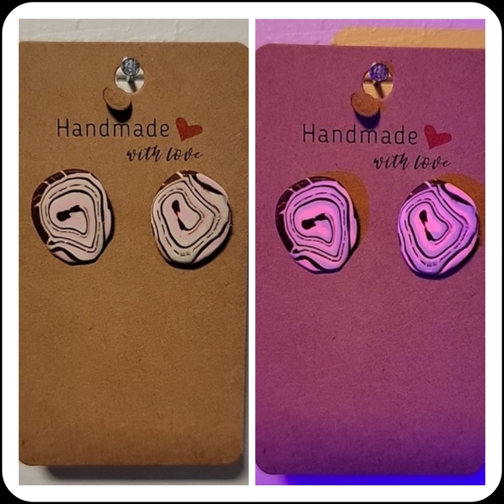 Neopolitan Ice Cream "Ugly Sweater" UV Reactive Handmade Earrings